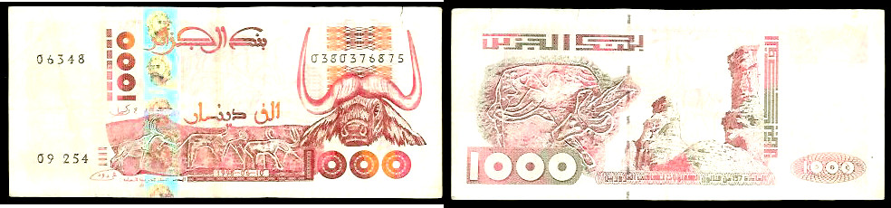 Ageria 1000 dinars 1998 VF